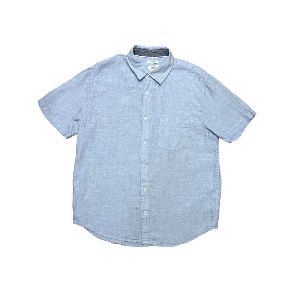 Panama Jack Light Blue 100% Linen Button Up Shirt Men Sz L Short Sleeve‎ Preppy